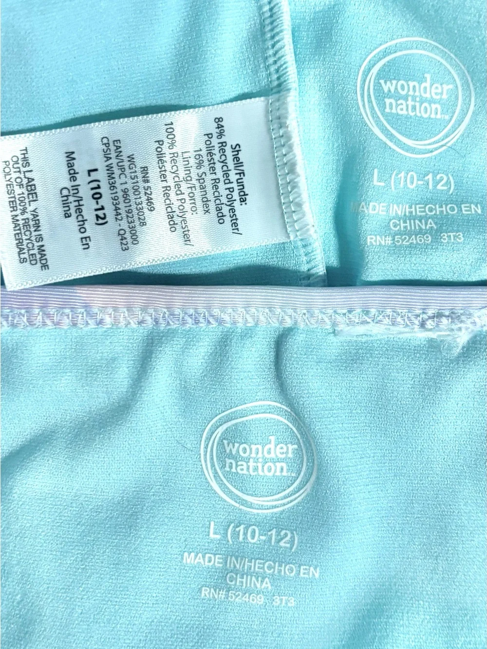 Wonder Nation Girls Heart‑Print Swimsuit Pastel Ombré 2‑Piece L 10–12 EUC